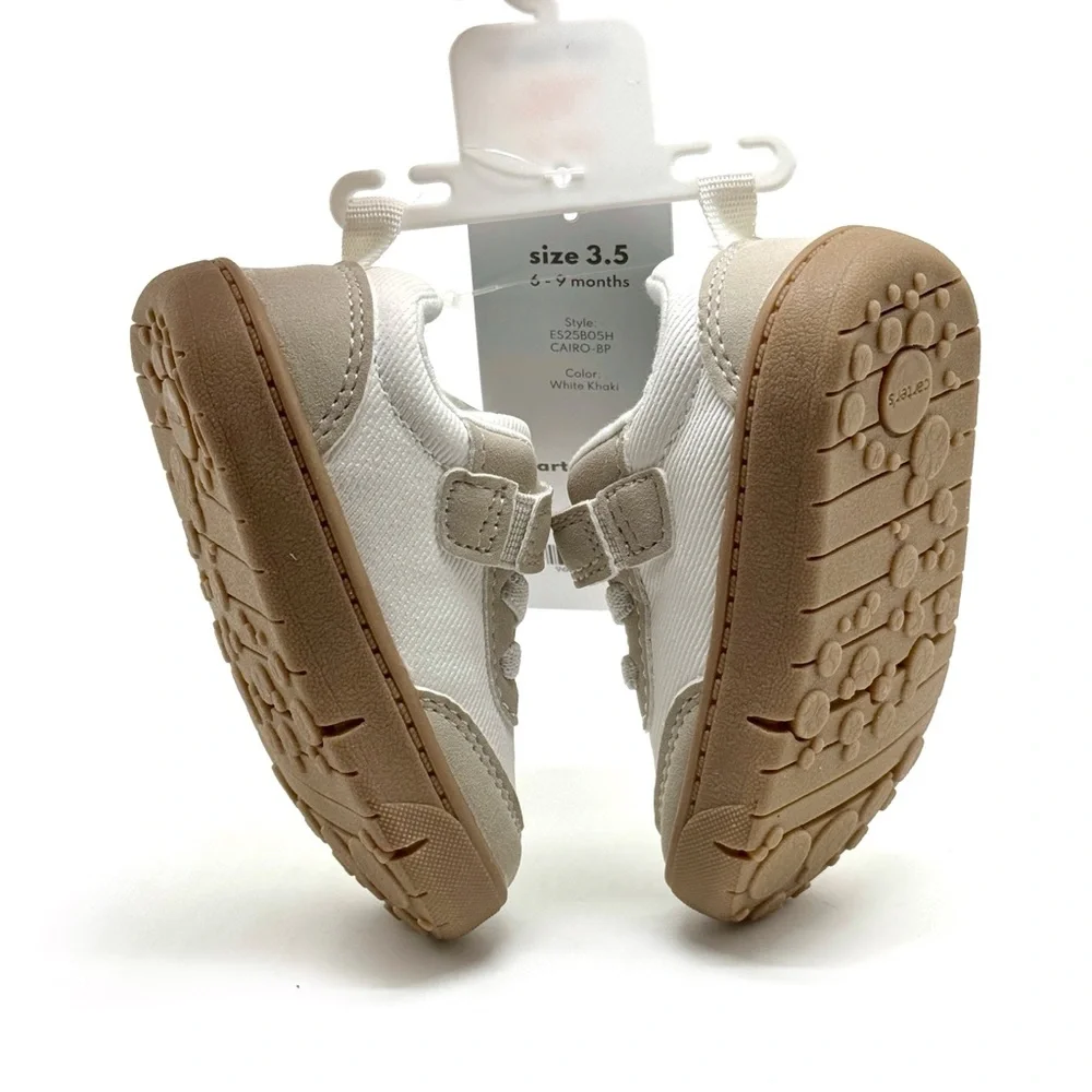 Carter's Every Step Cairo BP Toddler Casual Sneakers White Khaki Size 3.5